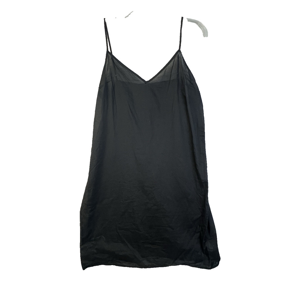 Semi Sheer Chemise Gown Women Large Black Lingerie Sexy Sleepwear Short Strappy